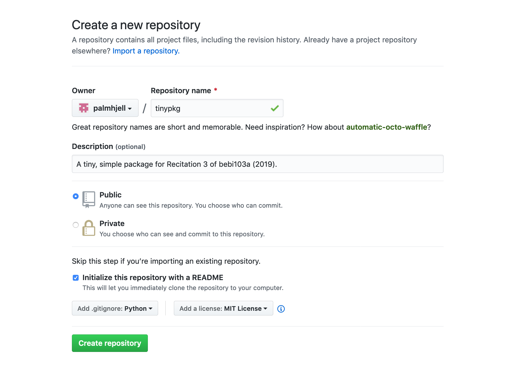 Repo set-up on GitHub